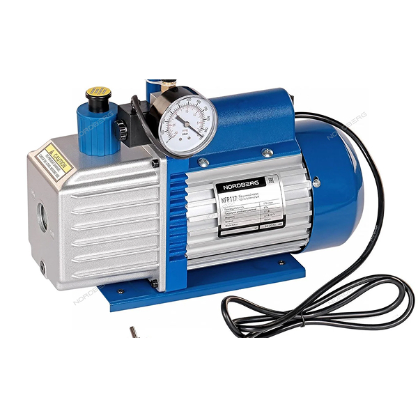 Насос вакуумный (2-ступ. 170 л/мин) с вакумметром и солен. вентилем SV260 (AFrost)